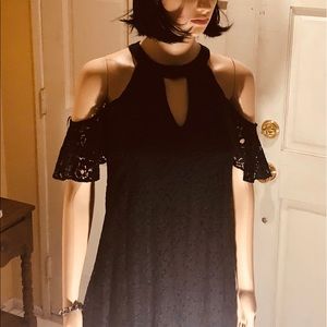 Candies black lace cold shoulder mini dress